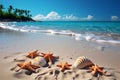 Coastal bliss Seashells and starfish embellish the idyllic tropical beach scene Royalty Free Stock Photo