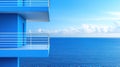 Coastal Blue Apartment Building Balcony Royalty Free Stock Photo
