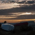 coastal boats beach sun set scene special nature background sky