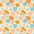Coastal Boho Wave Pattern. Sea Coral Shape Background. Abstract Seashell Texture Ornament. Underwater Vector Seamless