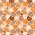 Coastal Boho Wave Pattern. Sea Coral Shape Background. Abstract Seashell Texture Ornament. Underwater Vector Seamless