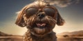 Coastal Canine Cute Shih Tzu Dog with Funny Sunglasses Beach Joy. Generative AI