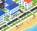 Coastal city - modern vector colorful isometric illustration Royalty Free Stock Photo