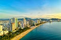 The coastal city of Nha Trang, Vietnam seen from above in the morning