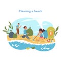 Coastal cleanup concept. Vector illustration