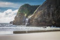 Coastal cliff fronts where the land meets the sea.