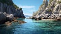 Coastal cliffs with crystal clean water