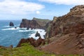Coastal cliffs of Ponta do Rosto Viewpoint in Madeira, Portugal Royalty Free Stock Photo