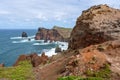Coastal cliffs of Ponta do Rosto Viewpoint in Madeira, Portugal Royalty Free Stock Photo