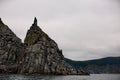 The coastal cliffs of the Sea of Okhotsk. Royalty Free Stock Photo