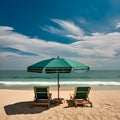Coastal dreams, sandy beach, floating clouds, and idyllic seaside vistas Royalty Free Stock Photo