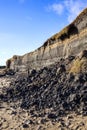 Coastal erosion at the beach of Burry Port Royalty Free Stock Photo