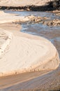 Geology. Erosion. Sand banks at the mouth of a river on the west coast of Sardinia