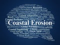 Coastal Erosion Word Cloud. Key Concepts In Shoreline Change And Coastal Risk Analysis Royalty Free Stock Photo