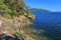 Saint John Point Regional Park on Mayne Island with Plumper Sound and Saturna Island in Evening Light, Gulf Islands, BC Royalty Free Stock Photo