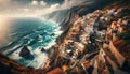 Coastal Idyll: Mediterranean Seaside Townscape Horizon