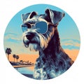 Coastal-inspired Portrait Of A Schnauzer With Sunglasses