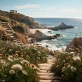 A coastal-inspired special angle shot of a Mediterranean Coastline Landscape by AI generated