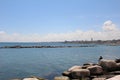 Seascape with artificial breakwater