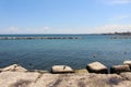 Seascape with artificial breakwater