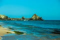 Coastal landscape with blue sea