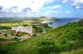 Coastal landscape, hotel and village on the beach