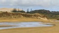 Dunes, trees, and creek: Ninety Mile Beach, New Zealand