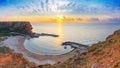 Coastal landscape - top view of the sunrise in the Bolata cove Royalty Free Stock Photo