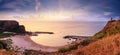 Coastal landscape - top view of the sunrise in the Bolata cove Royalty Free Stock Photo