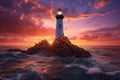 Coastal lighthouse standing tall against a. generative ai