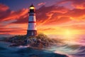 Coastal lighthouse standing tall against a. generative ai