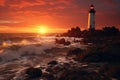 Coastal lighthouse standing tall against a. generative ai