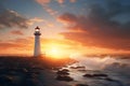 Coastal lighthouse standing tall against a. generative ai