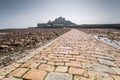 Coastal location around st michaels mount in cornwall england uk. Lookout post in Marizion harbour. White castlated building next Royalty Free Stock Photo