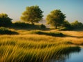 Coastal marshes Incorporate a foreground element made with generative ai