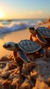 Coastal marvel Seaside hatching unveils baby turtles as they start oceanic exploration.