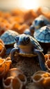 Coastal marvel Seaside hatching unveils baby turtles as they start oceanic exploration.