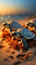 Coastal marvel Seaside hatching unveils baby turtles as they start oceanic exploration.