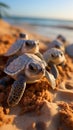 Coastal marvel Seaside hatching unveils baby turtles as they start oceanic exploration.