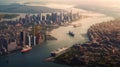 Coastal Metropolis Vista: Aerial View of Urban Splendor by the Sea