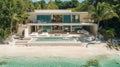 Coastal Modern Home on Tropical Beach Royalty Free Stock Photo