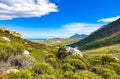 Coastal mountain landscape with fynbos flora in Cape Town Royalty Free Stock Photo