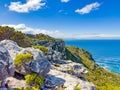 Coastal mountain landscape with fynbos flora in Cape Town Royalty Free Stock Photo