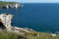 Coastal path in Etretat cliffs Royalty Free Stock Photo
