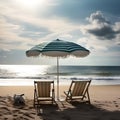 Coastal radiance, sandy beach, cotton candy skies, and radiant coastal splendor