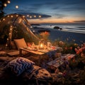 Coastal Refuge: A Beachside Campsite with Breathtaking Ocean Views Royalty Free Stock Photo