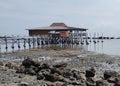 Coastal resort with a wooden pier in Morowali district, Central Sulawesi, Indonesia. Royalty Free Stock Photo