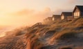 A Coastal Retreat: Colorful Beach Houses Overlooking a Serene Sandy Shore