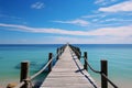 Coastal retreat Wooden pier reaching into the serene seascape