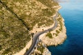 Coastal Road along Rocky Cliffs and Blue Sea at Turkiye country Royalty Free Stock Photo